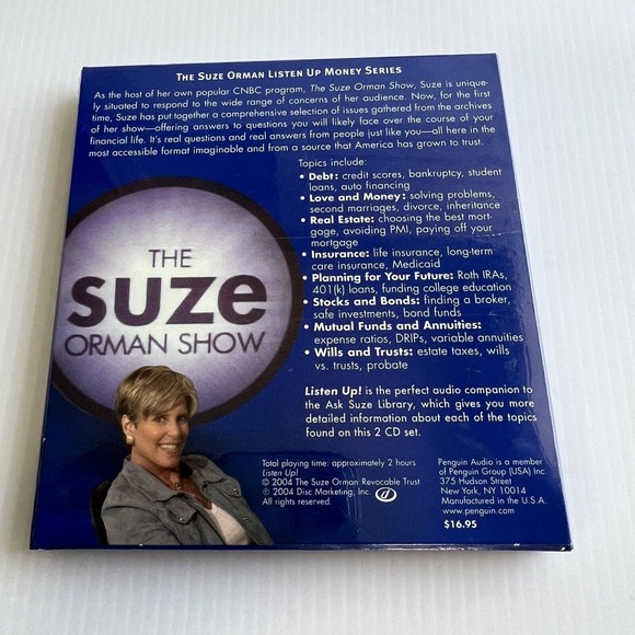 Listen Up! by Suze Orman (CD, 2004, Penguin Audio) 2 Disc Set, Sealed, Brand New - Picture 2 of 7